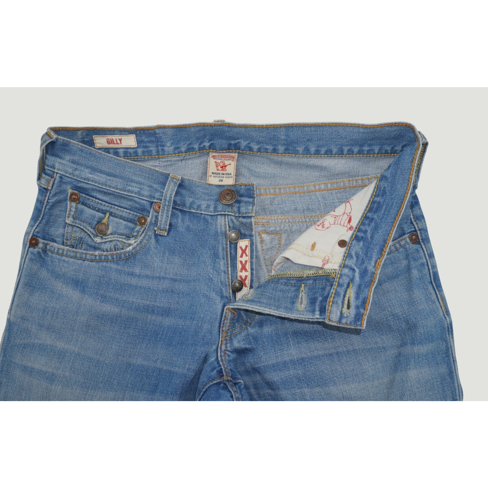 True Religion Billy Mens 29 Straight Leg Jeans Y2K Button Fly Flap Pockets - Picture 4 of 6
